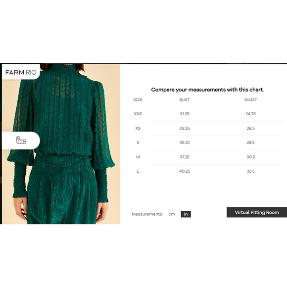 FARM RIO NWT Ruffled Long Sleeve Swiss Dot Blouse in Emerald // L - Picture 7 of 15